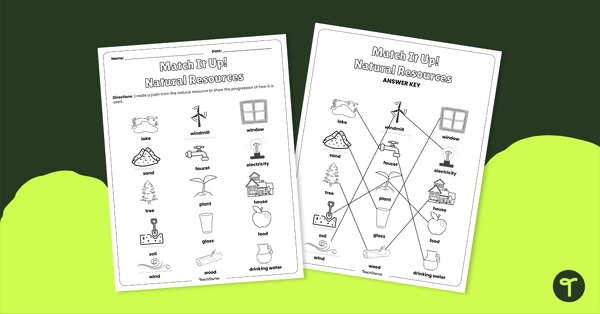 Image of Match It Up! Natural Resources – Worksheet