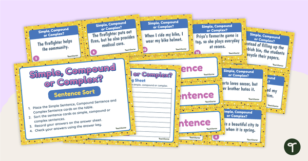 Go to Simple, Compound and Complex Sentences Sort teaching resource