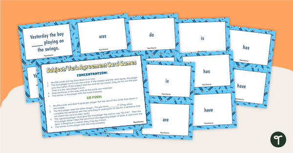 Preview image for Subject-Verb Agreement Concentration and Go Fish Game - teaching resource