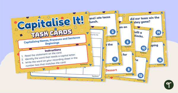 Go to Capitalise It! Task Cards teaching resource