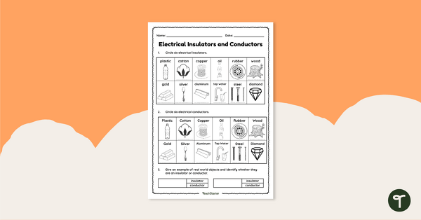 Preview image for Insulators and Conductors Worksheet - teaching resource