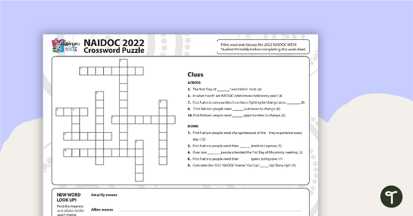 NAIDOC Week 2022 Crossword Puzzle teaching resource