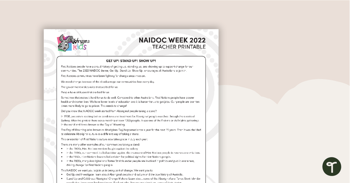 NAIDOC Week 2022 – Teacher Information Sheet teaching resource