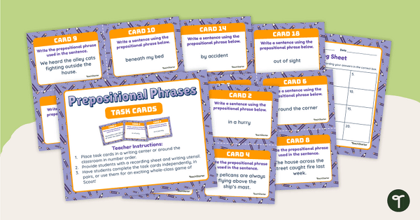 Go to Prepositional Phrase Task Cards - Grades 3-4 teaching resource