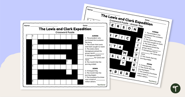 Go to Lewis and Clark Expedition - Crossword Puzzle teaching resource