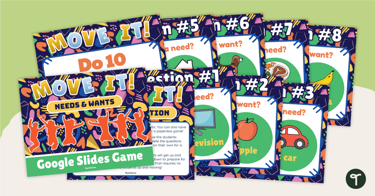Move It! Needs and Wants Slides Game teaching resource