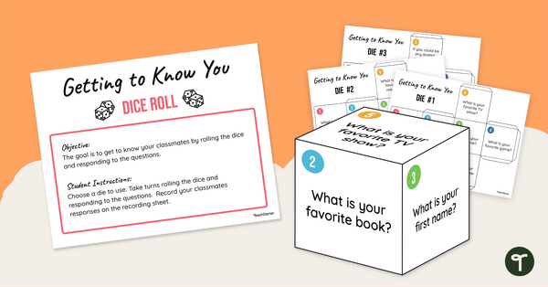 Back to School - Getting to Know You Dice Roll teaching resource