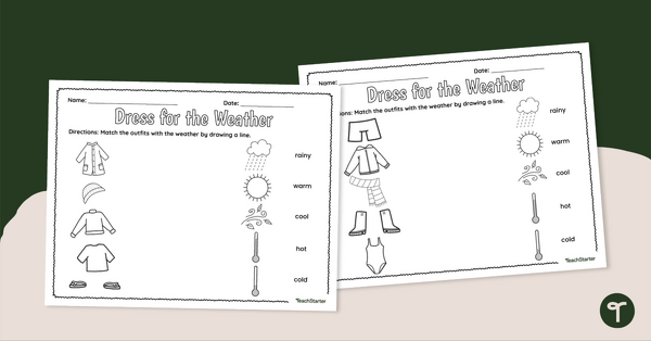 Dress for the Weather – Worksheet teaching resource