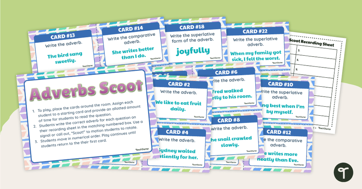 Adverbs Scoot teaching resource