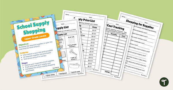 Go to School Supply Shopping - Upper Grades teaching resource