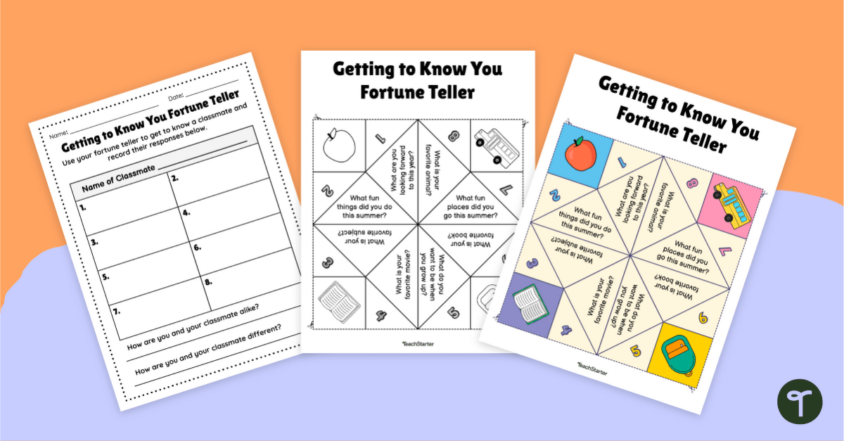 Getting to Know You Fortune Teller teaching resource
