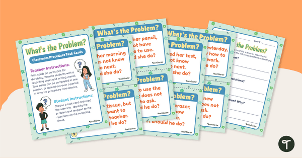 Go to What's the Problem? Classroom Procedure Task Cards teaching resource