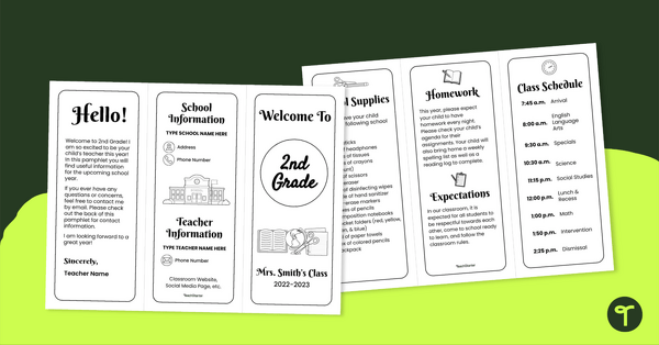 Editable Back-to-School Pamphlet teaching resource