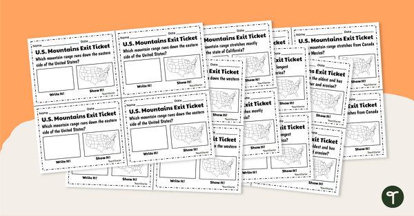 U.S. Mountain and River Exit Tickets teaching resource
