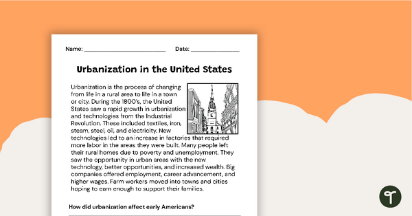 Image of Urbanization Constructed Response Worksheet