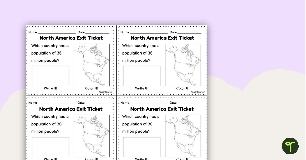 Countries of North America Exit Tickets teaching resource
