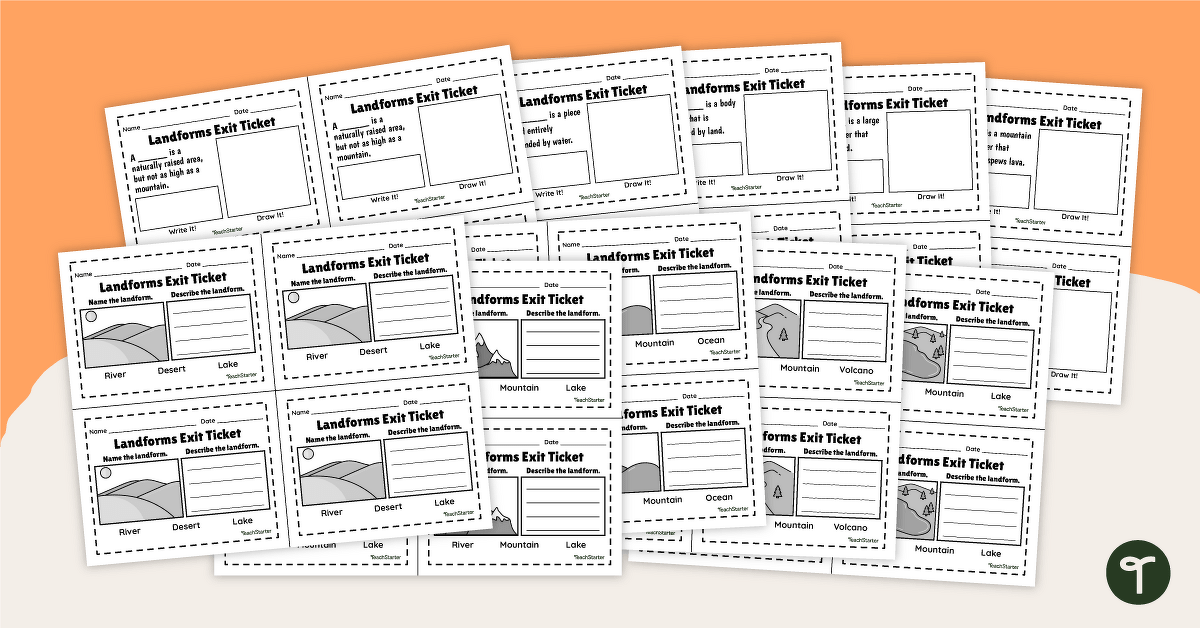 Types of Landforms - Exit Tickets teaching resource