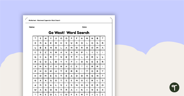 Westward Expansion Word Search teaching resource