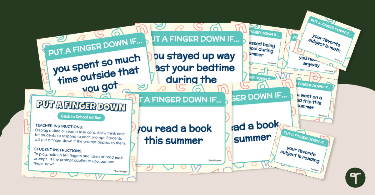 Back to School Icebreaker - Put a Finger Down Classroom Introduction Activity teaching resource