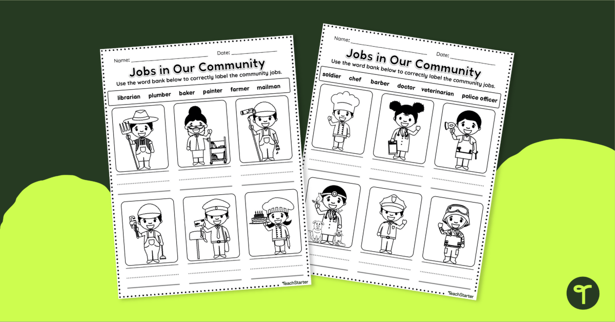 Identifying Community Helpers Worksheets teaching resource