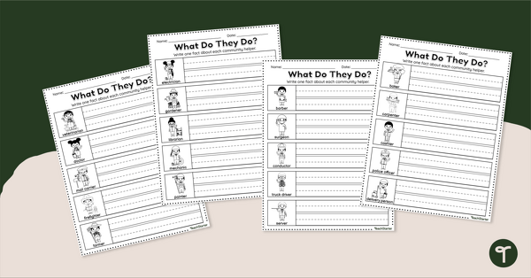 What Do They Do? Community Helpers Worksheet Pack teaching resource