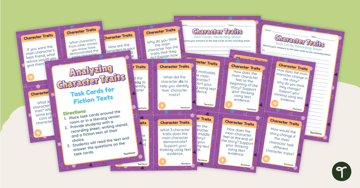 Character Analysis Task Cards teaching resource