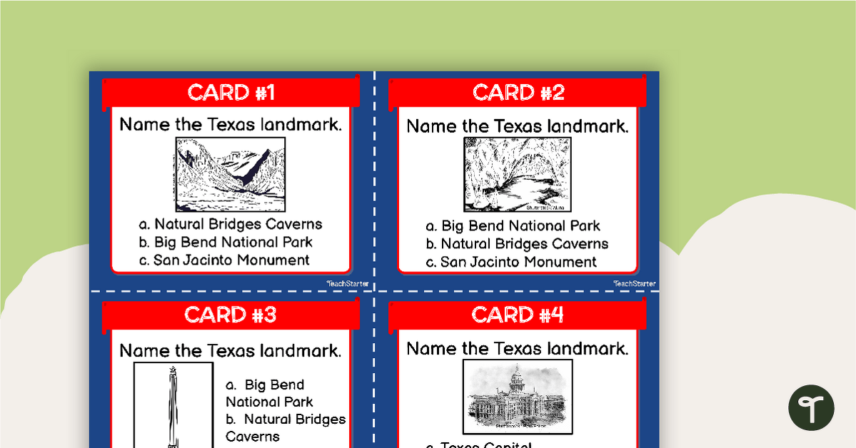 Texas Landmarks Task Cards teaching resource