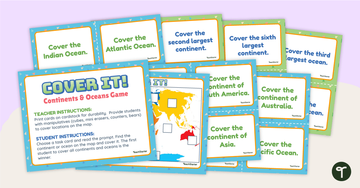Cover It! Continents and Oceans Game teaching resource