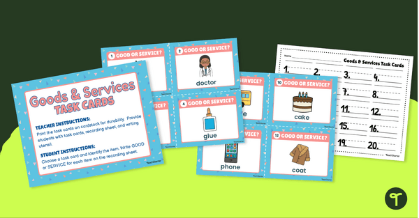 Goods and Services Task Cards teaching resource