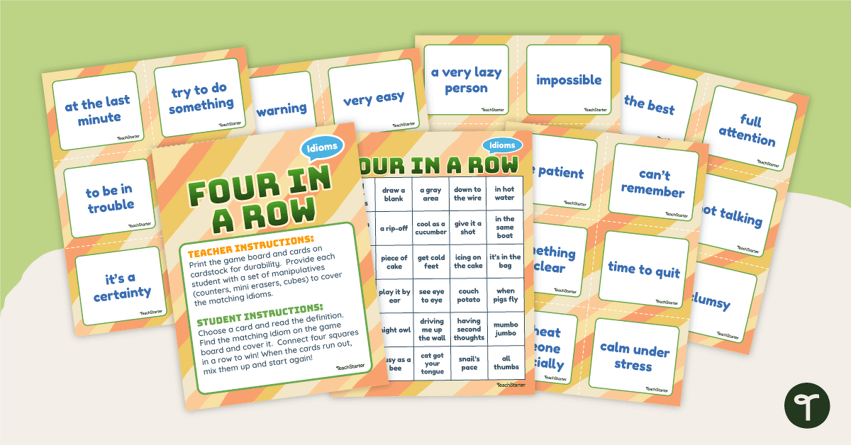 Idioms Four in a Row Game Teach Starter