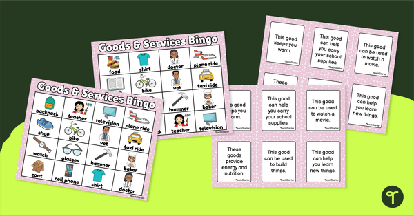 Goods and Services Bingo teaching resource