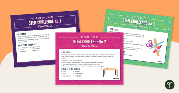 Back to School STEM Challenge Cards – Grades 4-6 teaching resource