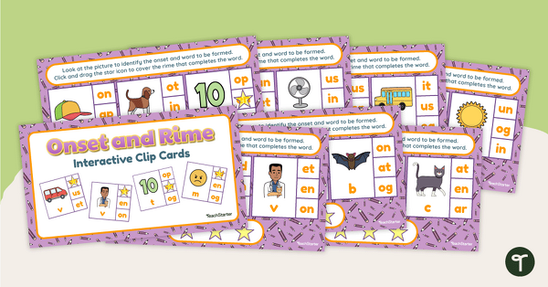 Go to Onset and Rime Interactive Clip Cards teaching resource