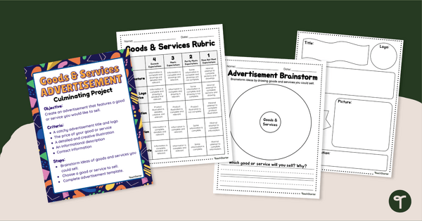 Goods and Services Advertisement Project teaching resource