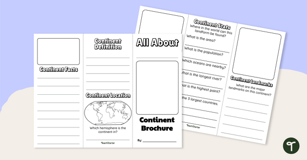 World Continents Brochure Template teaching resource