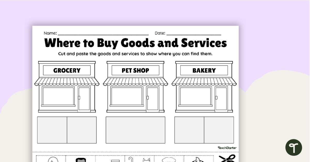 Where to Buy Goods and Services Worksheet teaching resource