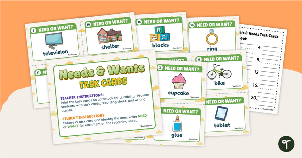 Go to What Are Needs and Wants? Task Cards teaching resource