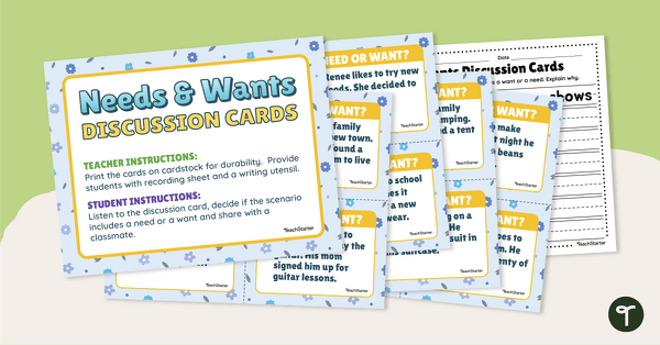 Needs and Wants Discussion Cards teaching resource