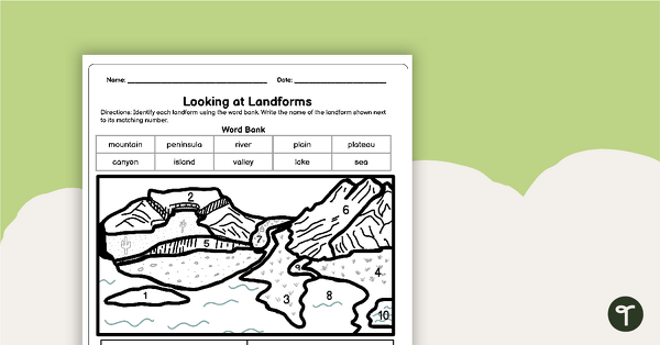 Looking at Landforms Worksheet | Teach Starter
