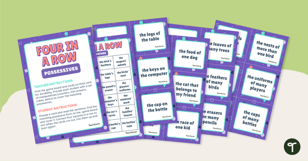 Image of Possessive Nouns - Four in a Row Game