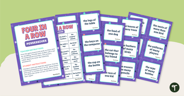 Go to Possessive Nouns - Four in a Row Game teaching resource