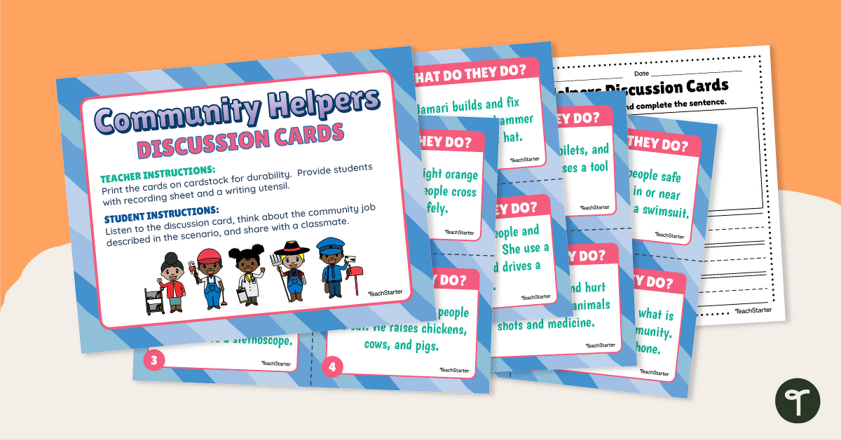 Community Helpers Discussion Cards teaching resource