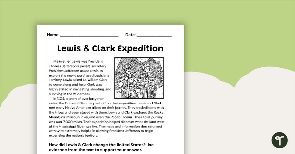 Lewis and Clark Expedition - RACES Writing Strategy Worksheets teaching resource