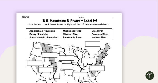 blank us map with rivers and mountains