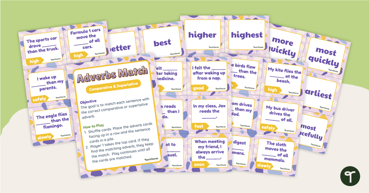Comparative and Superlative Adverbs - Match-Up Activity teaching resource