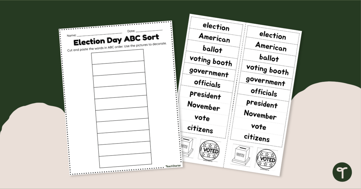 Election Day Alphabetical Order Worksheet teaching resource