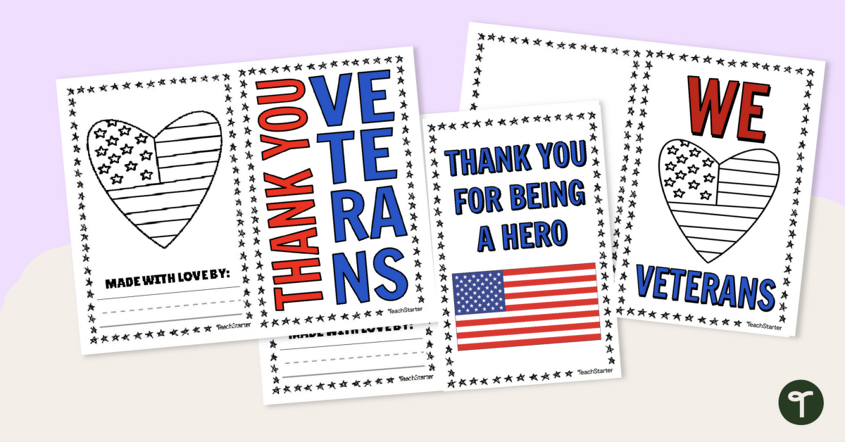 Veterans Day Thank You Cards teaching resource