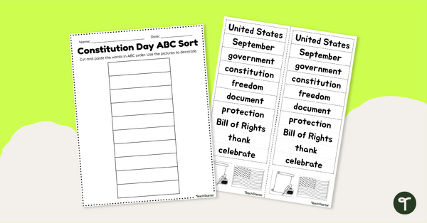 Image of Constitution Day Worksheet - ABC Order