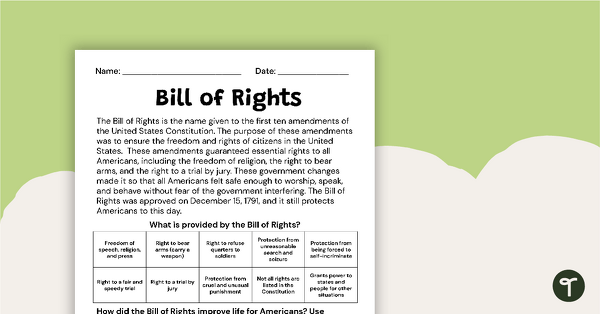Go to Bill of Rights - RACES writing response teaching resource