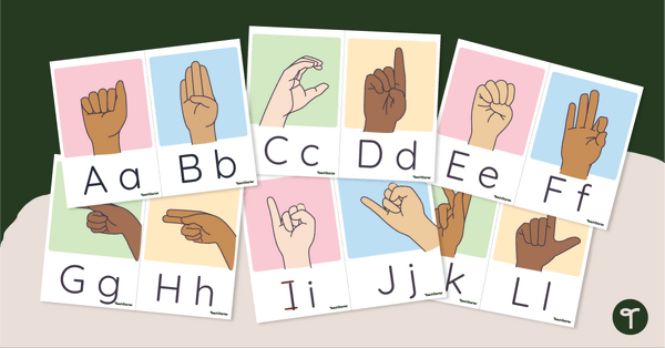 Go to ASL Alphabet Line — Printable Cursive and Print Classroom Decor teaching resource